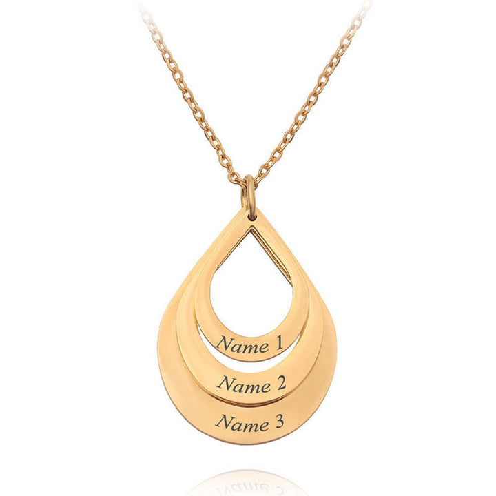 Engraved Drop Shaped Family Necklace