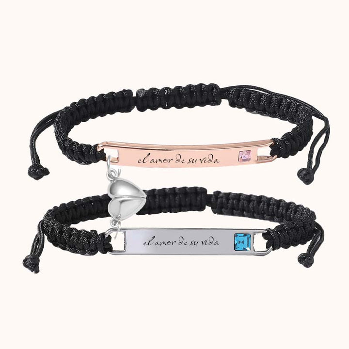 Pulsera Trenzada De Pareja Personalizada/Personalized Couple Braided Bracelet