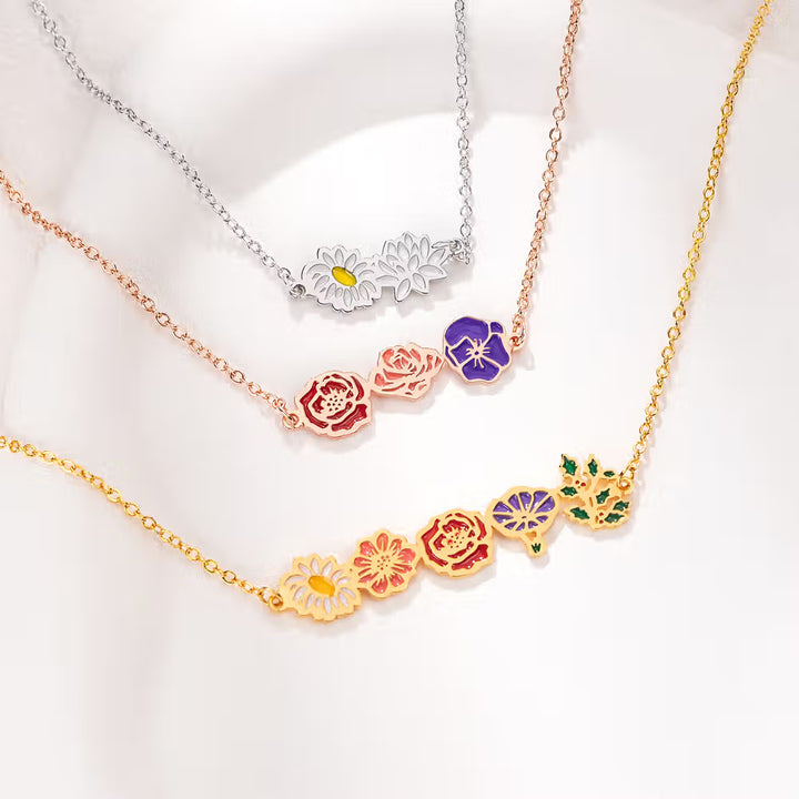 Personalized Birth Flower Necklace for Mom Grandma