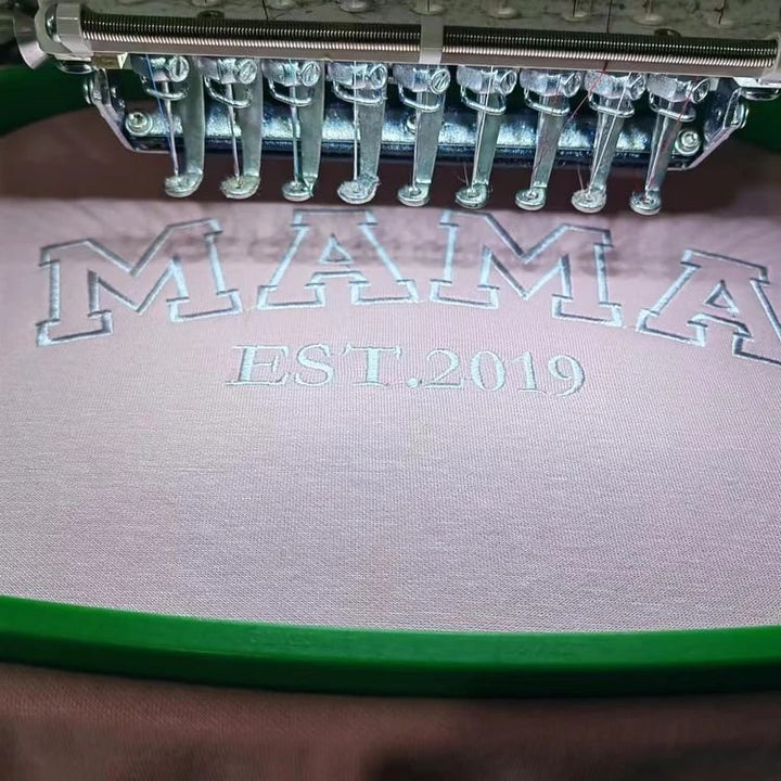 Custom Mama Embroidered Sweatshirt With Kids Names Sleeve