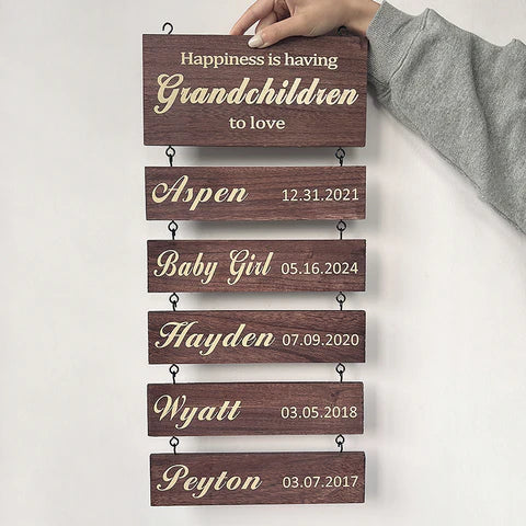 Personalized Grandkids Hanging Sign (Printed Sign) Family Keepsake