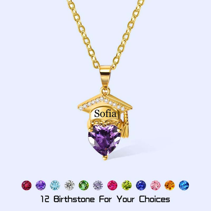 Personalized Name Heart Birthstone Necklace