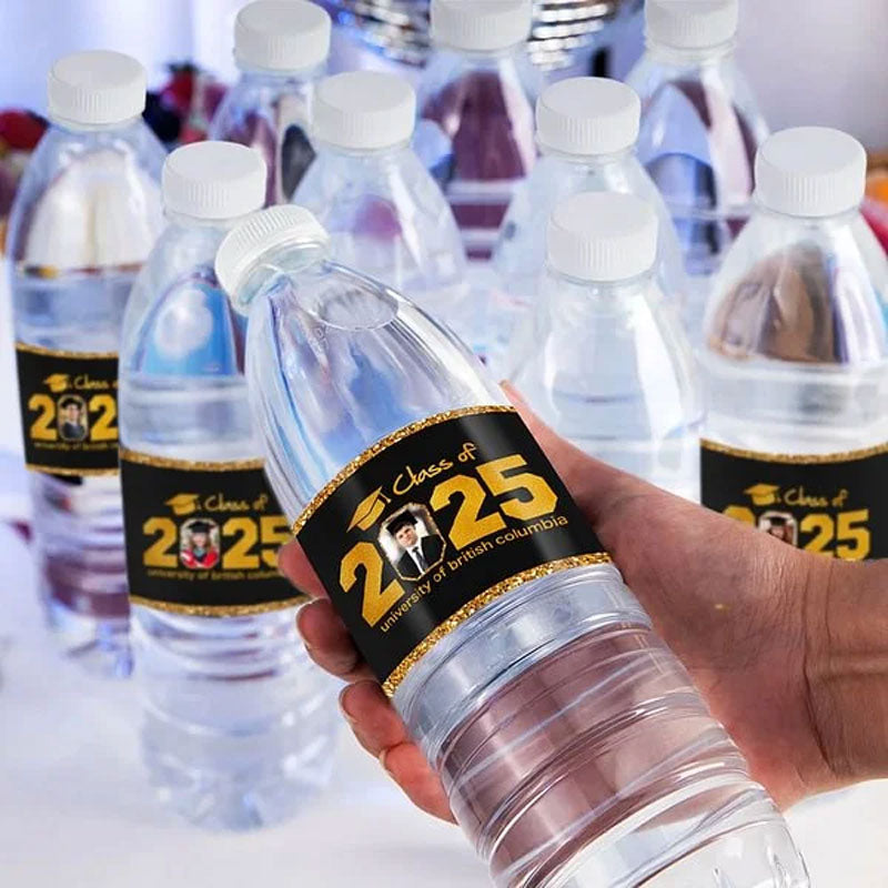 Personalised Graduation Glitter Water Bottle Label Sticker