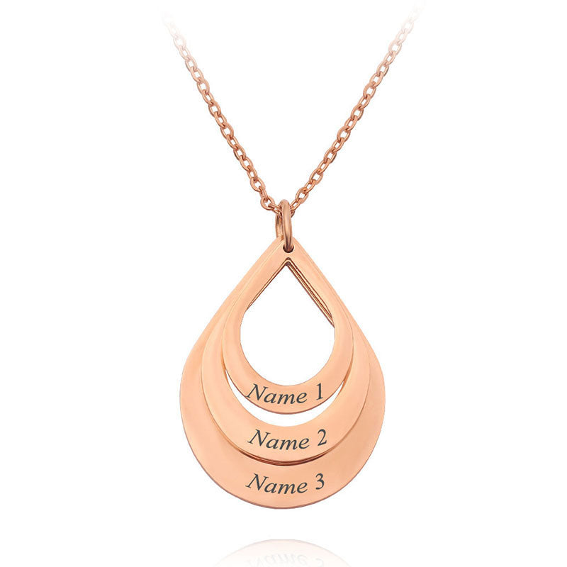 Engraved Drop Shaped Family Necklace