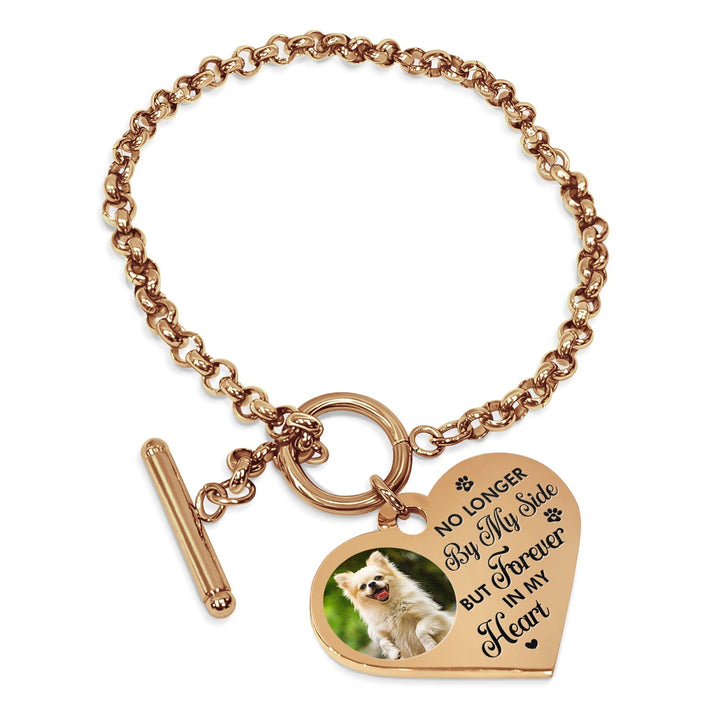 Custom Photo Forever In My Heart - Memorial Gift For Dog Lovers, Cat Lovers - Personalized Heart Bracelet