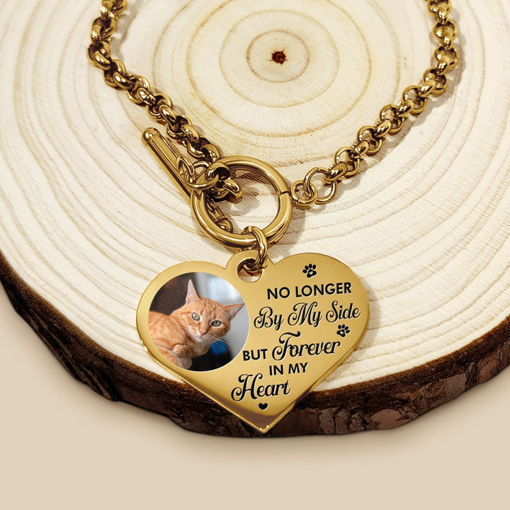 Custom Photo Forever In My Heart - Memorial Gift For Dog Lovers, Cat Lovers - Personalized Heart Bracelet