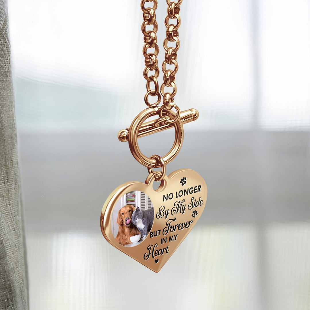 Custom Photo Forever In My Heart - Memorial Gift For Dog Lovers, Cat Lovers - Personalized Heart Bracelet