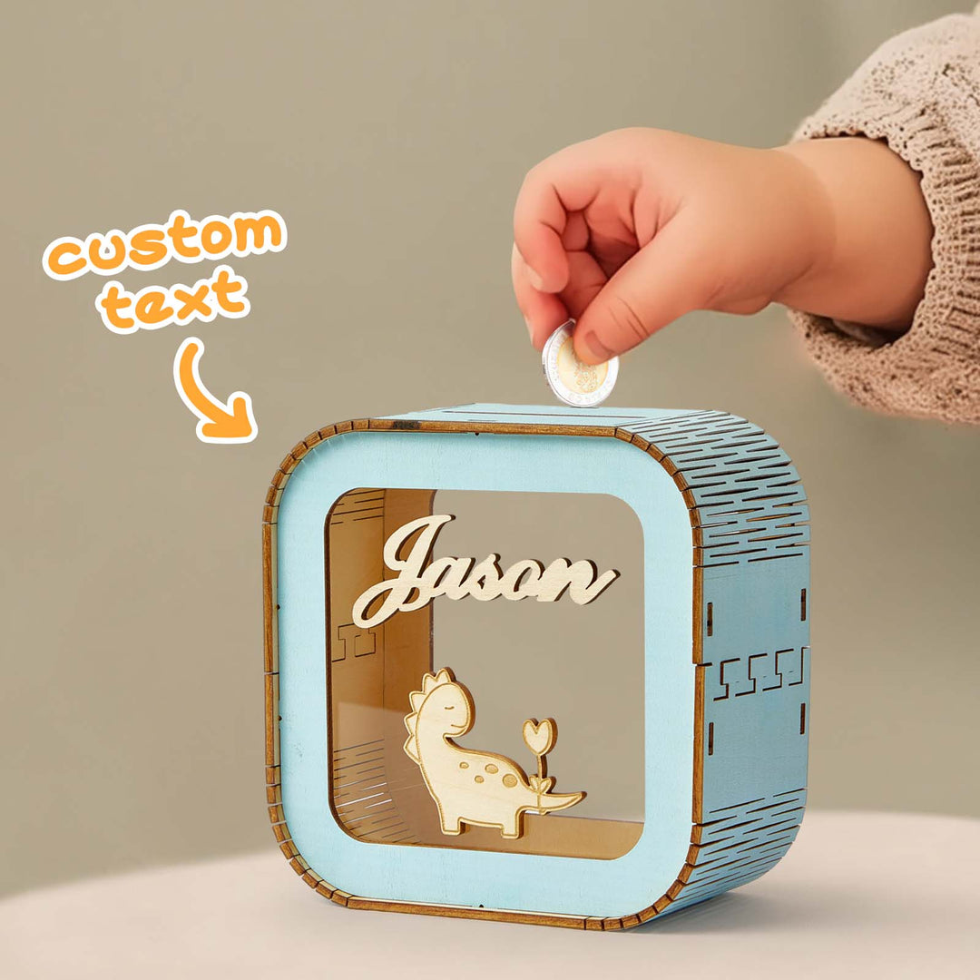 Custom Wooden Piggy Bank with Name