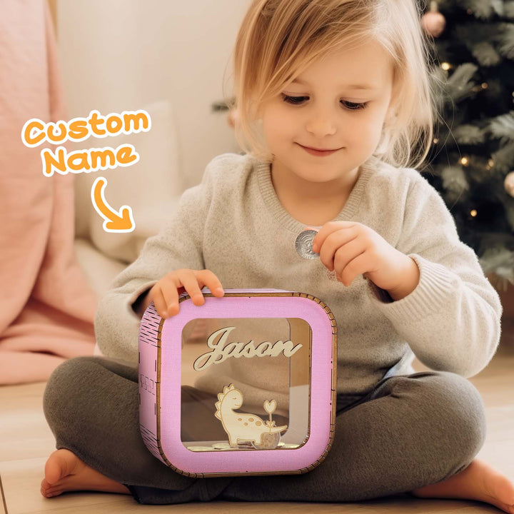 Custom Wooden Piggy Bank with Name