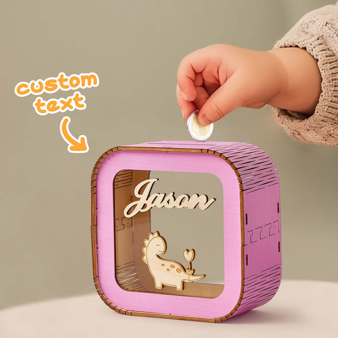 Custom Wooden Piggy Bank with Name