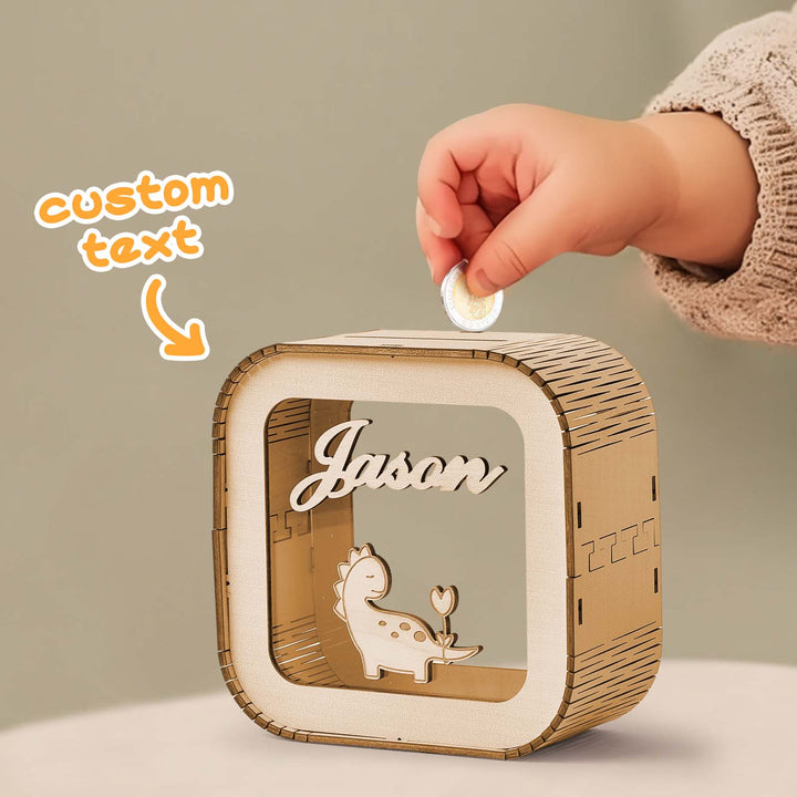 Custom Wooden Piggy Bank with Name