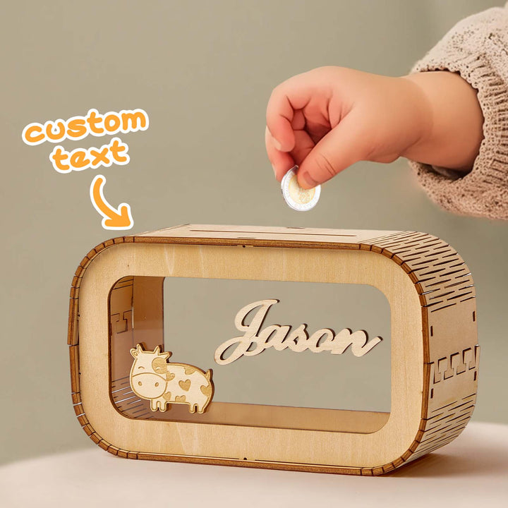 Custom Wooden Piggy Bank with Name