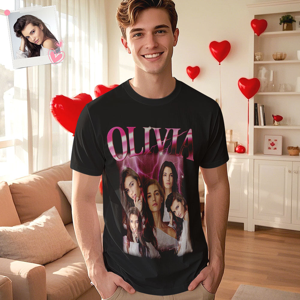 Custom Photo & Name T-Shirt | Personalized Valentine’s Day Gift for Him or Her