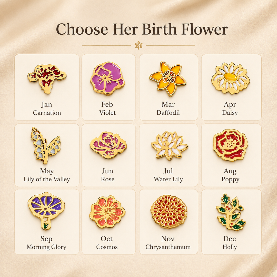 Personalized Birth Flower Dangle Earrings, Custom 1–5 Birth Month Flower Earrings, Meaningful Birthday Gift for Mom Grandma