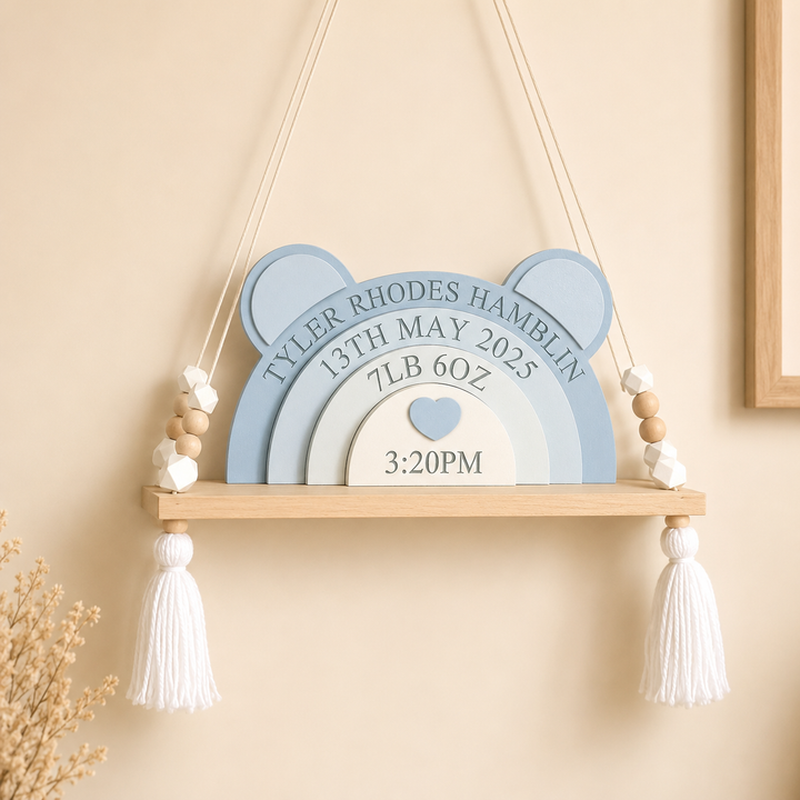 Personalized Bear Stacking Blocks — Creative Birth Record Keepsake