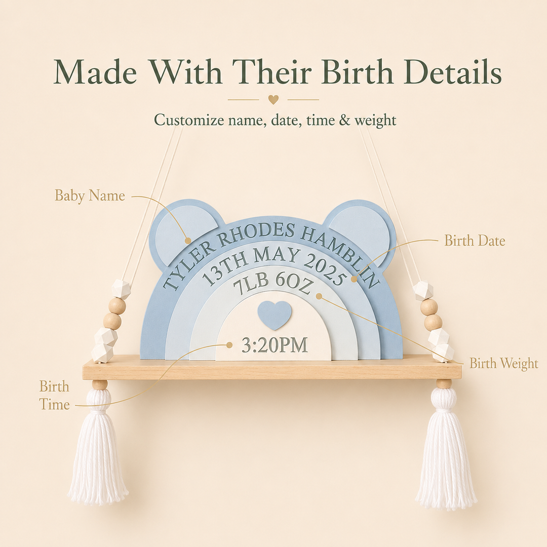 Personalized Bear Stacking Blocks — Creative Birth Record Keepsake
