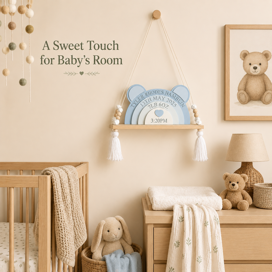 Personalized Bear Stacking Blocks — Creative Birth Record Keepsake