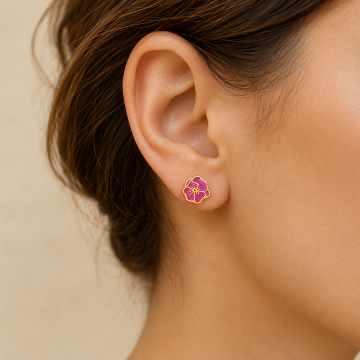 Personalized Birth Flower Stud Earrings for Her