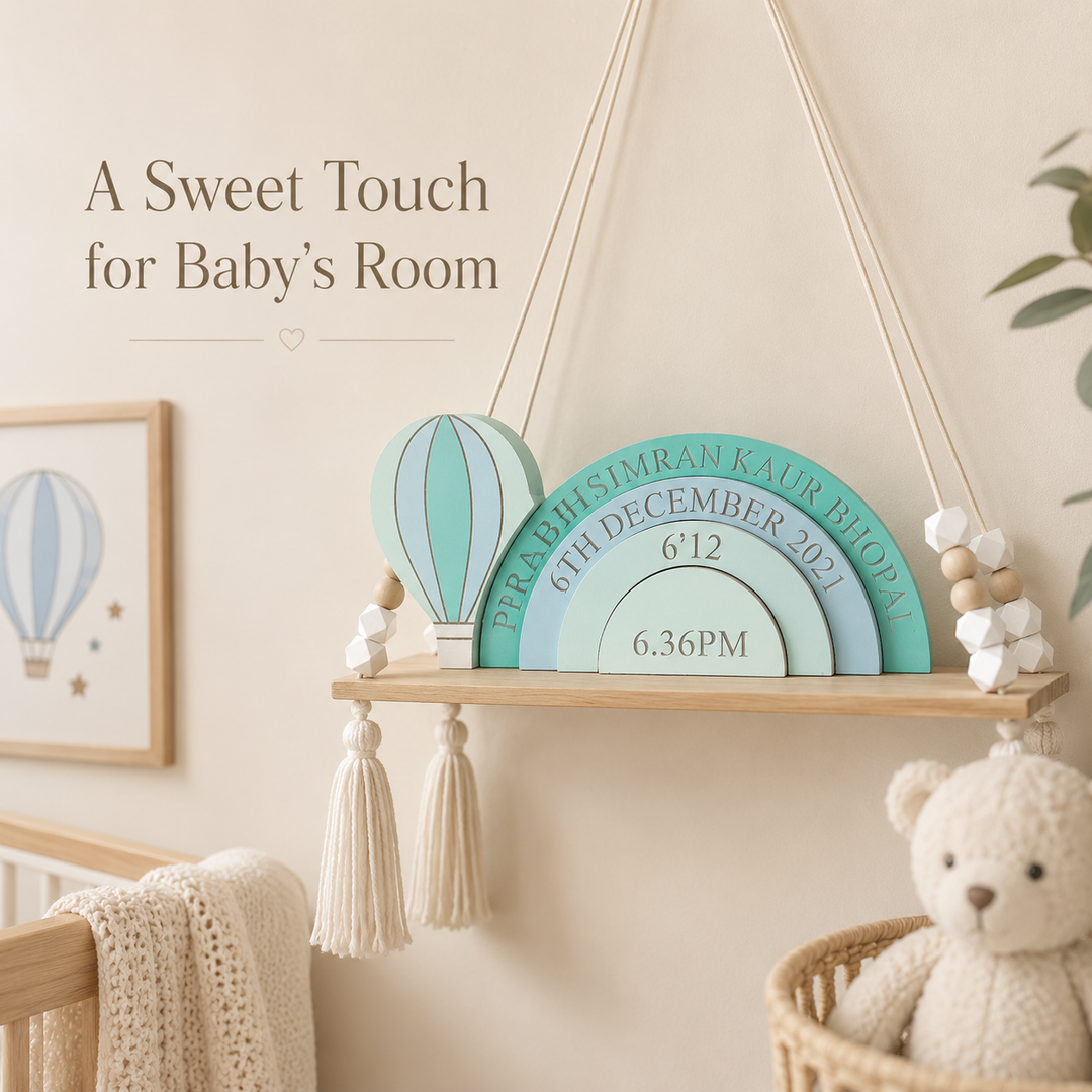 Personalized Hot Air Balloon Stacking Blocks— Creative Birth Keepsake