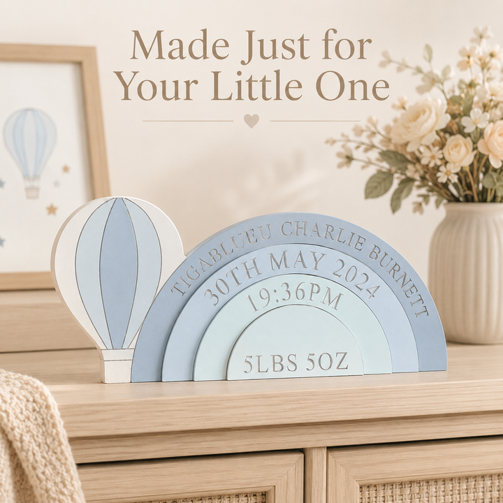 Personalized Hot Air Balloon Stacking Blocks— Creative Birth Keepsake