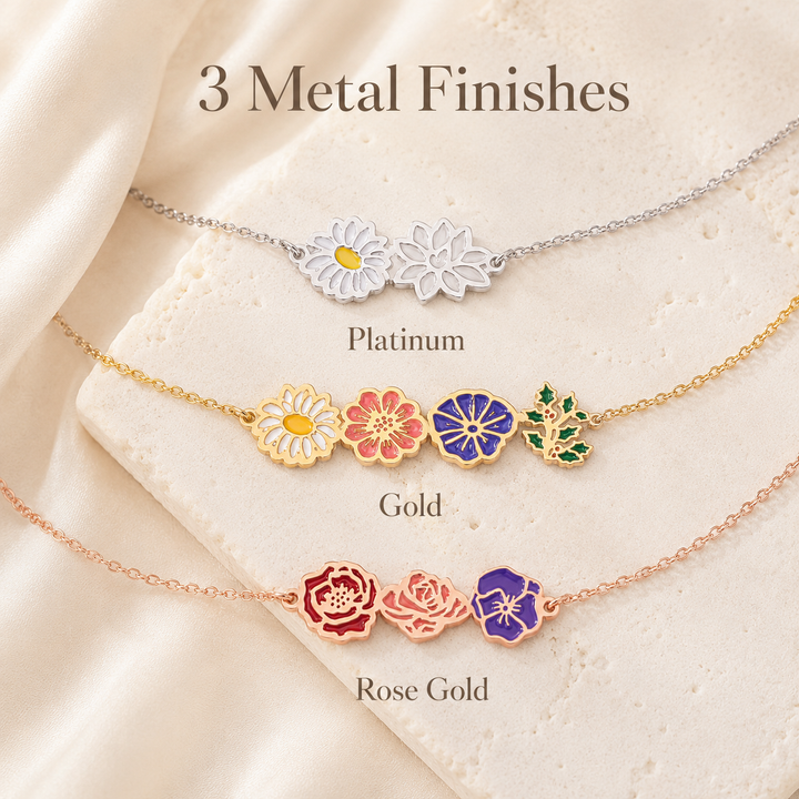 Personalized Birth Flower Necklace for Mom Grandma