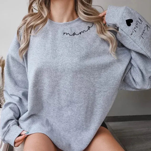 Personalized Mom Embroidered Sweatshirt Hoodie