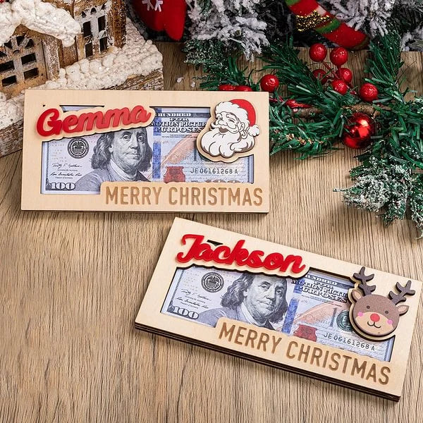 Personalized Christmas Wooden Envelope Money Holder