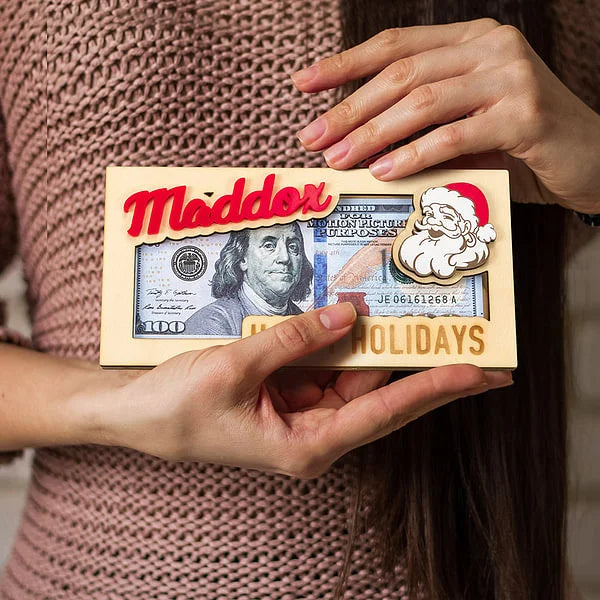 Personalized Christmas Wooden Envelope Money Holder