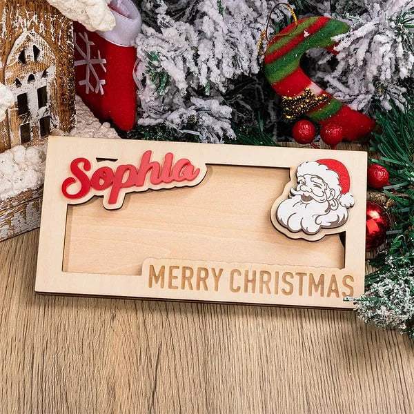 Personalisierter Weihnachts-Geldumschlaghalter aus Holz