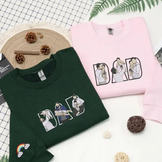 Custom Family Embroidered Sweatshirt – A Unique And Heartwarming Gift For Dad