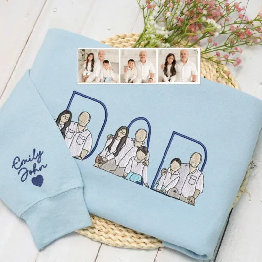 Custom Family Embroidered Sweatshirt – A Unique And Heartwarming Gift For Dad