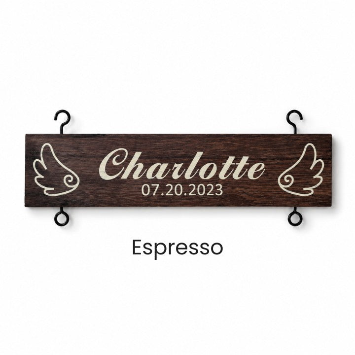 Memorial Add-On Name Slat | Angel Wing for a Child in Heaven