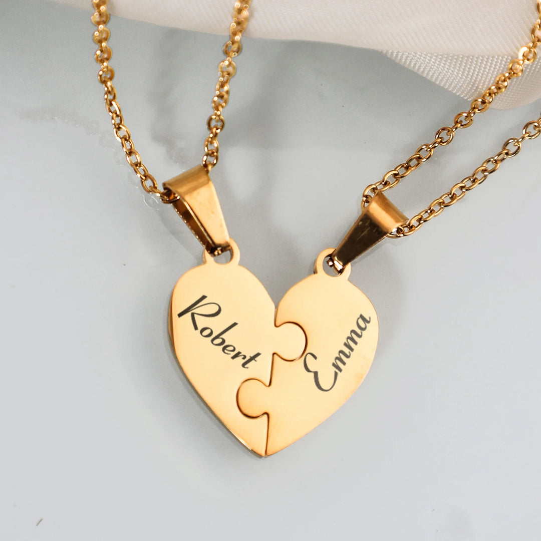 Friendship Puzzle Hearts Name Necklace – Where Love & Friendship Intertwine