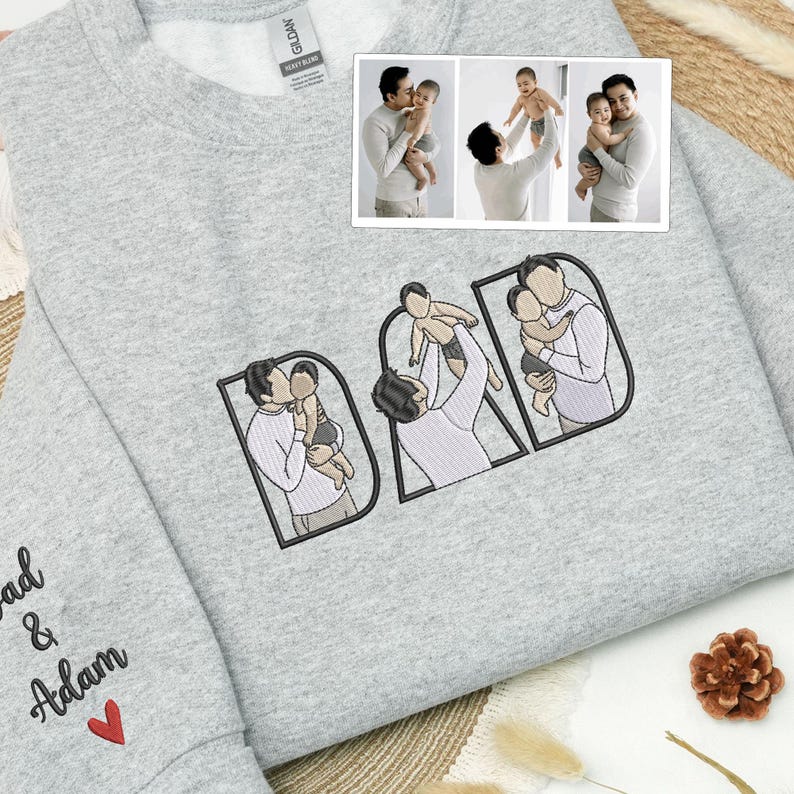 Custom Family Embroidered Sweatshirt – A Unique And Heartwarming Gift For Dad