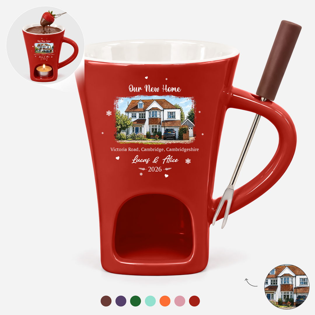 Personalised Gifts for Couples - New Home Photo Ceramic Fondue Mug