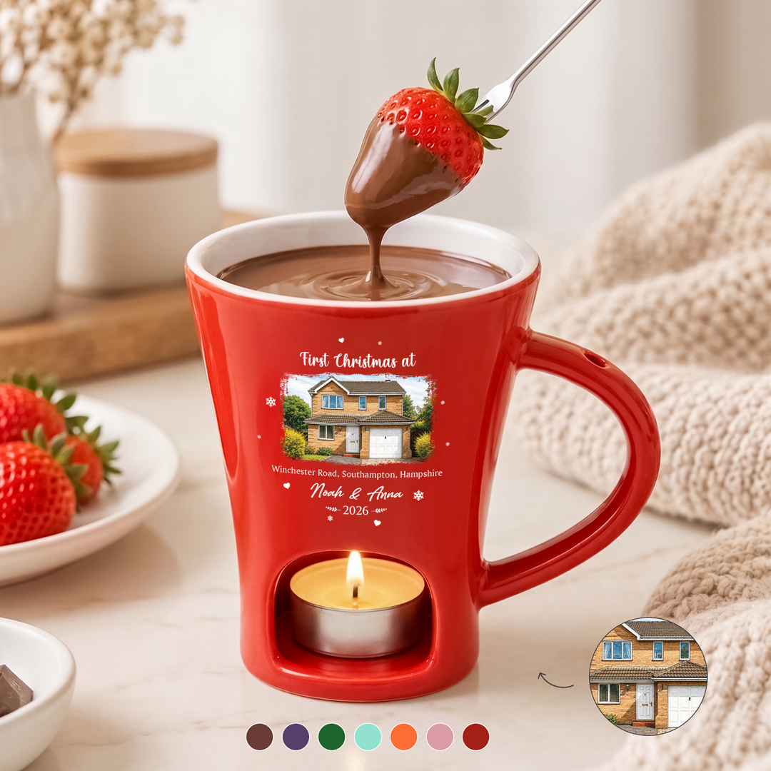 Personalised Gifts for Couples - New Home Photo Ceramic Fondue Mug