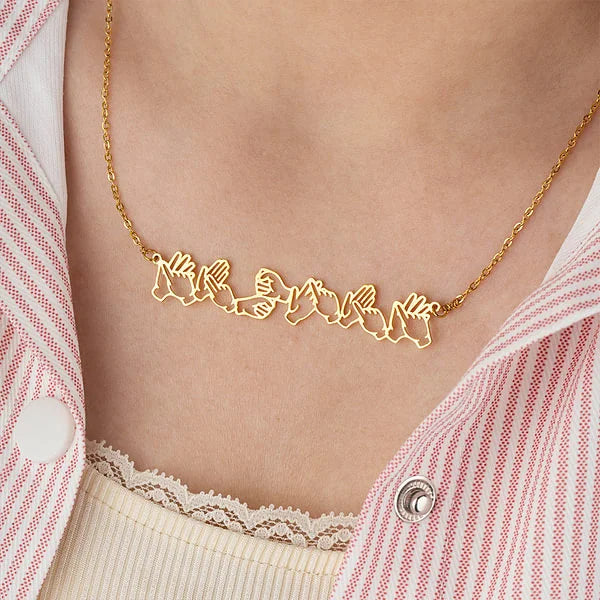 Personalized Sign Language Necklace with Fingerspelling Name Charm