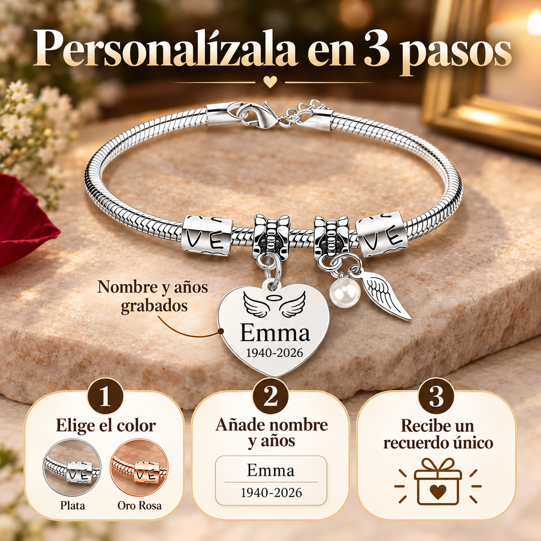 Always in My Heart, Personalized Pearl Wings Memorial Bracelet