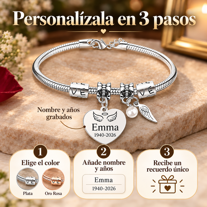 Always in My Heart, Personalized Pearl Wings Memorial Bracelet