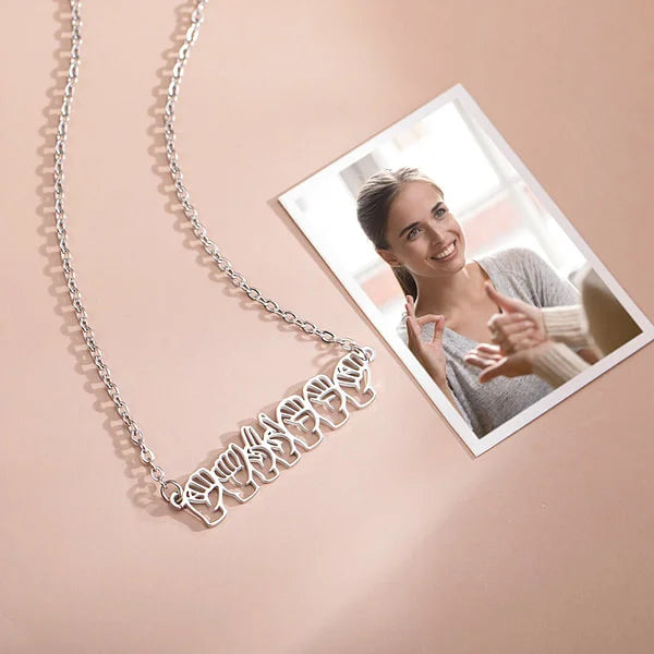 Personalized Sign Language Necklace with Fingerspelling Name Charm