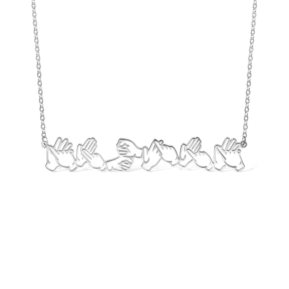 Personalized Sign Language Necklace with Fingerspelling Name Charm