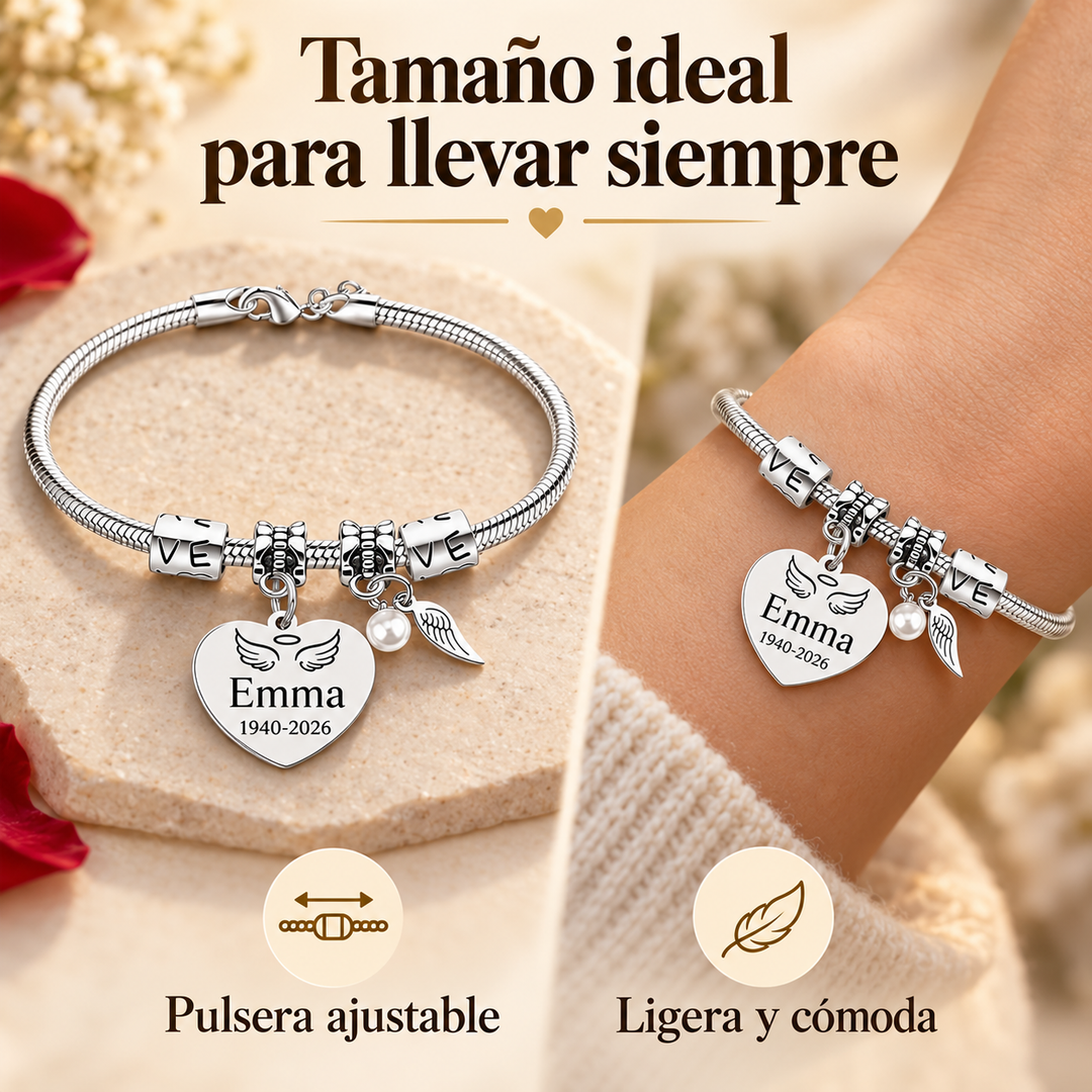 Always in My Heart, Personalized Pearl Wings Memorial Bracelet
