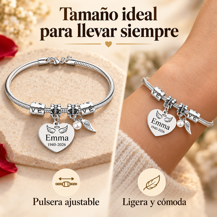 Always in My Heart, Personalized Pearl Wings Memorial Bracelet