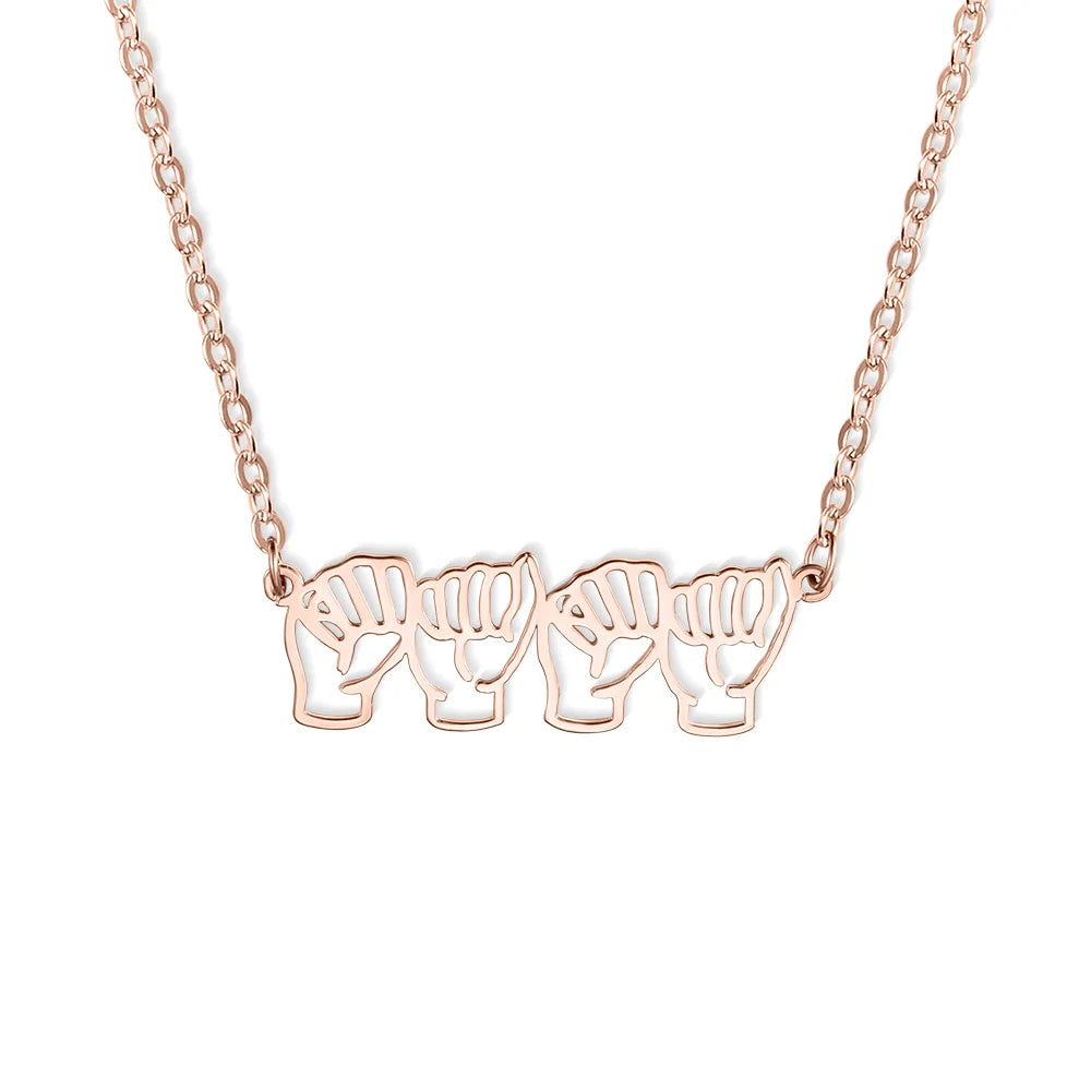 Personalized Sign Language Necklace with Fingerspelling Name Charm