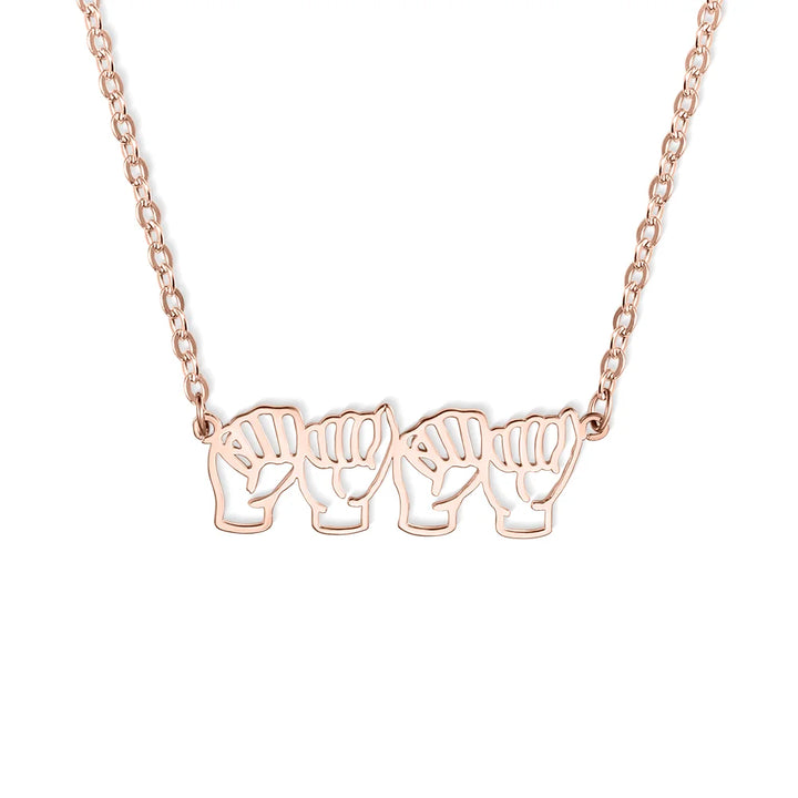 Personalized Sign Language Necklace with Fingerspelling Name Charm