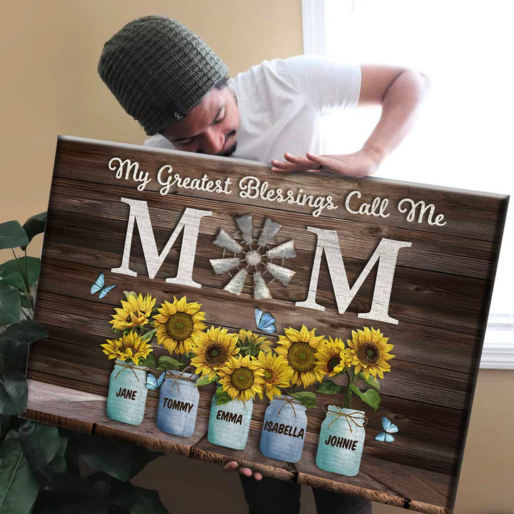 My Greatest Blessings Call Me Mom Custom Names Canvas