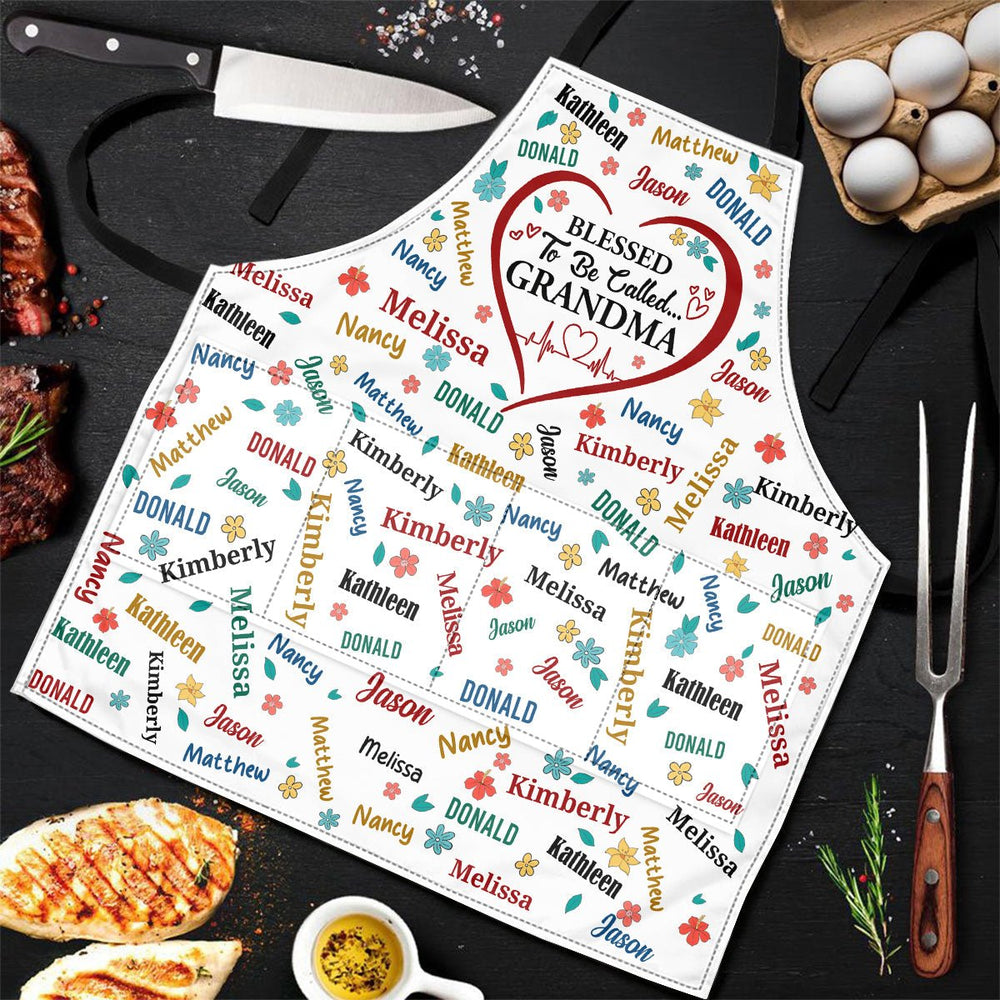 Blessed To Be Called Grandma Colorful | Personalized Apron With Packet - Canvasgiftco