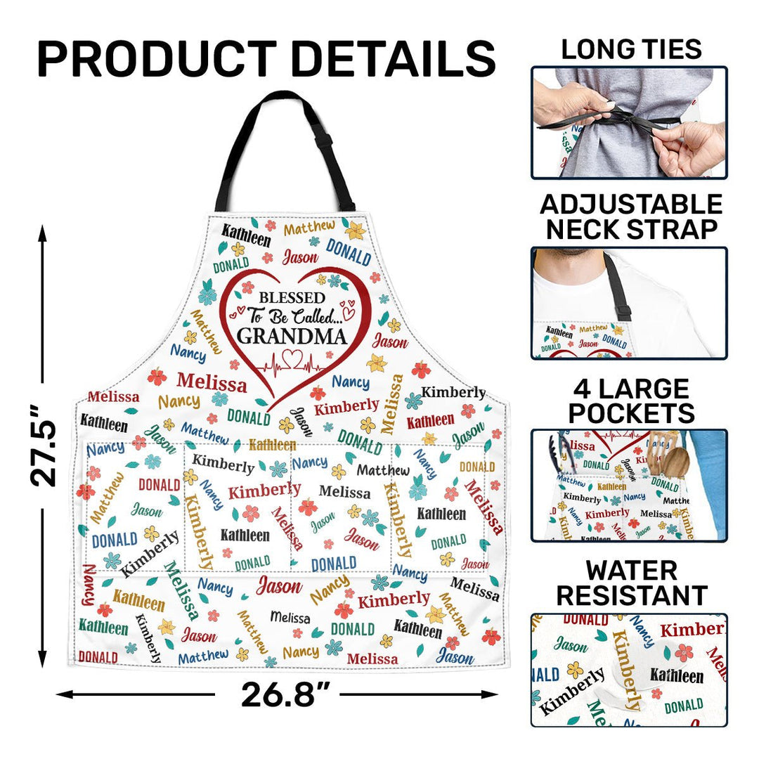 Blessed To Be Called Grandma Colorful | Personalized Apron With Packet - Canvasgiftco