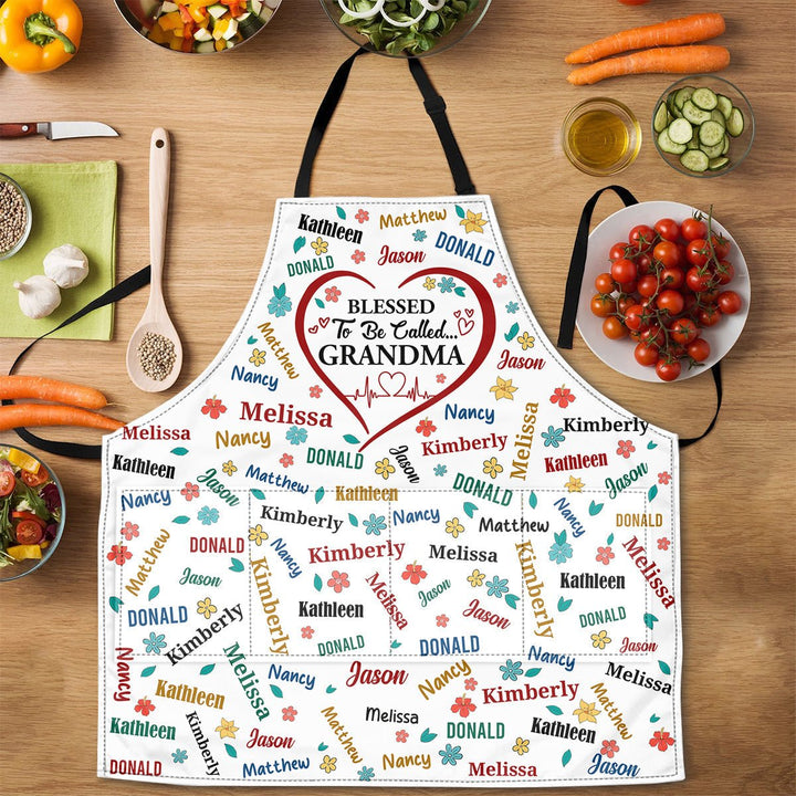 Blessed To Be Called Grandma Colorful | Personalized Apron With Packet - Canvasgiftco