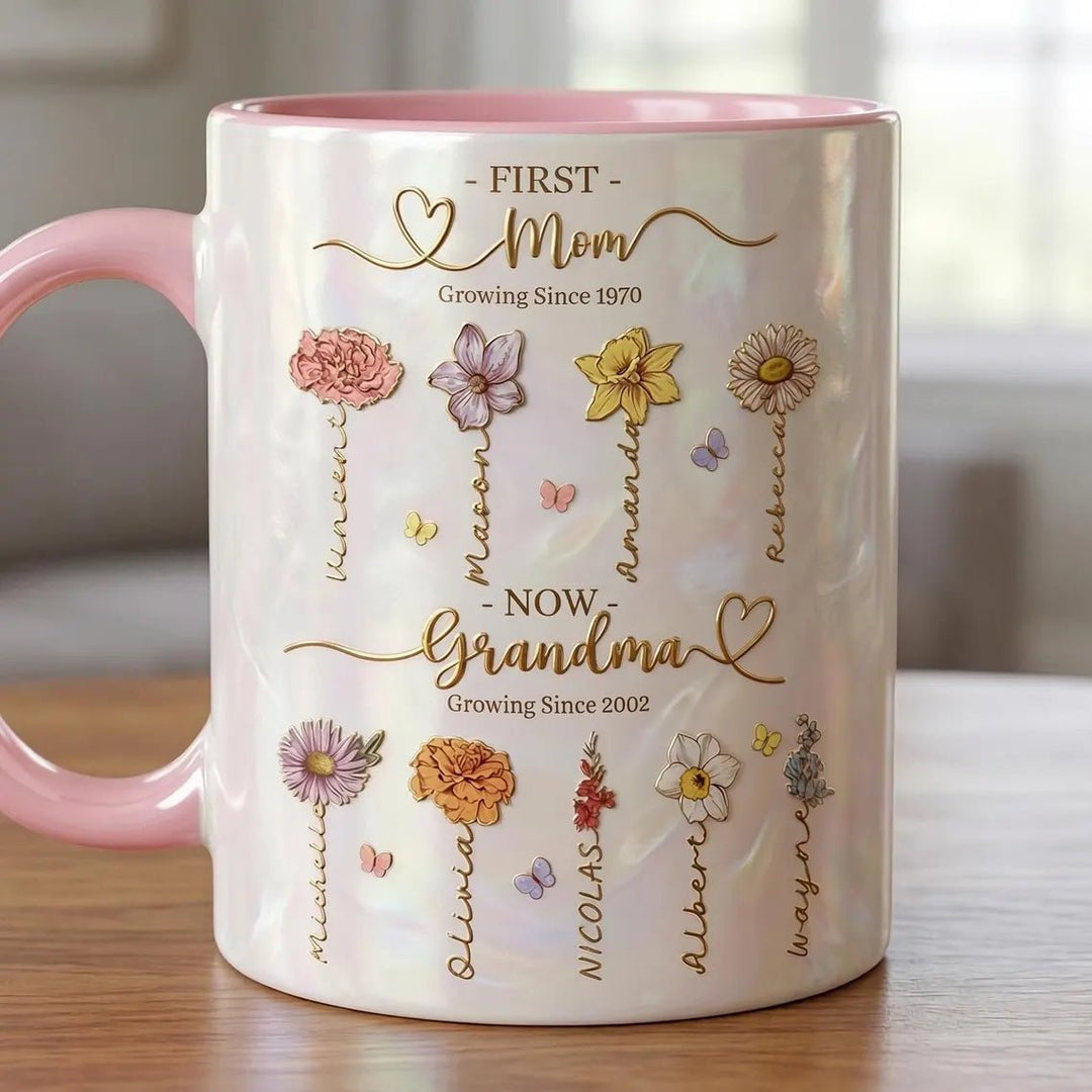 "Blooming Love" Personalized Floral Mugs for Mom & Grandma - Canvasgiftco